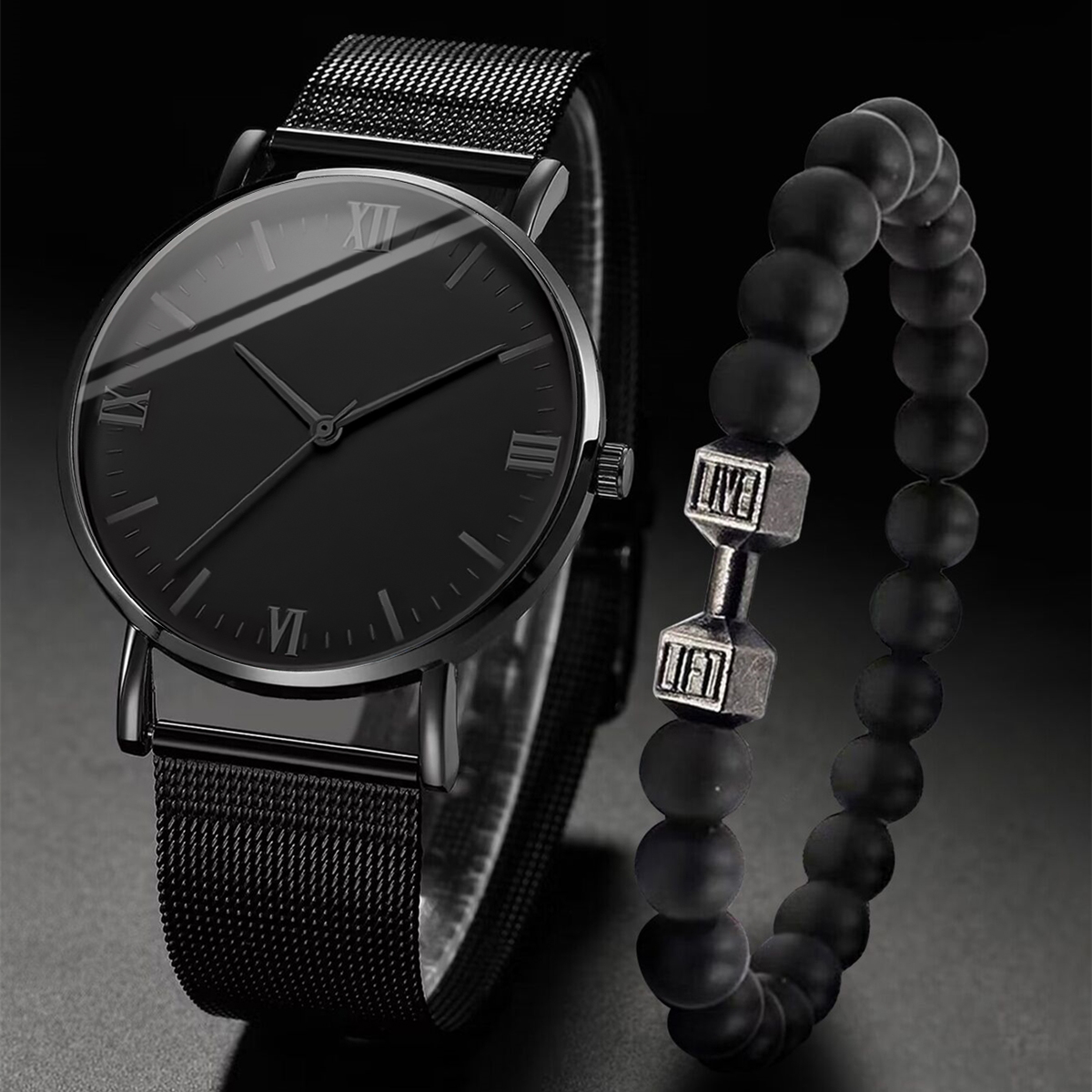 Mesh Stainless Strap - 2 szt. Męski zegarek Moda Roma