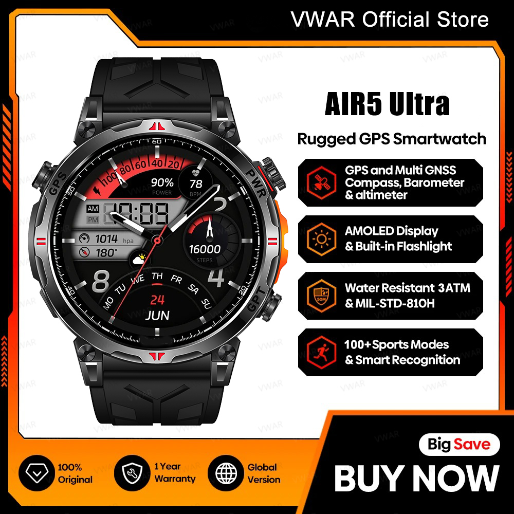 Watch Vs Amazfit - Smartwatch VWAR GPS 2025 z ekranem