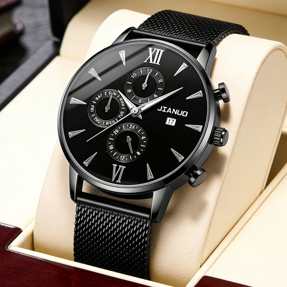 Mesh Stainless Strap - Modny męski zegarek kwarcowy z siatkowym