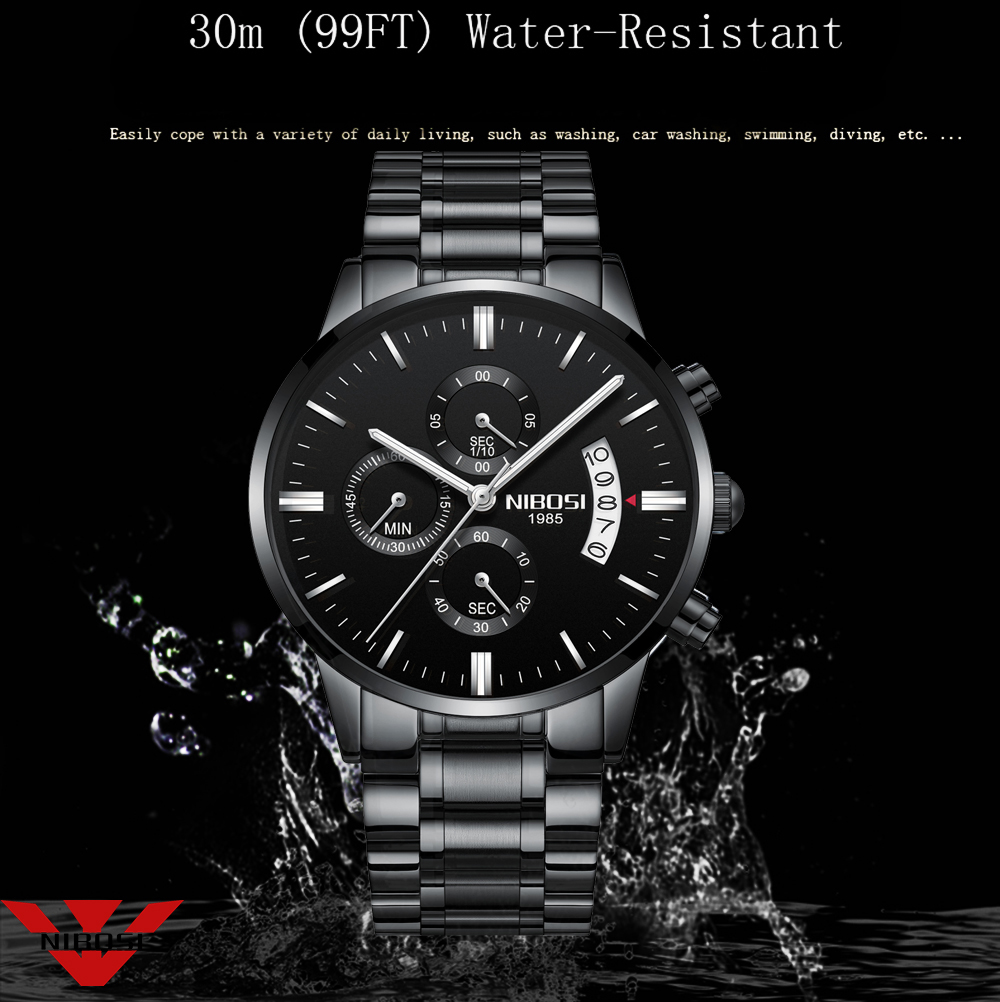NIBOSI czarny zegarek kwarcowy – Smartwatch Watches For Men Brands recenzja i cena