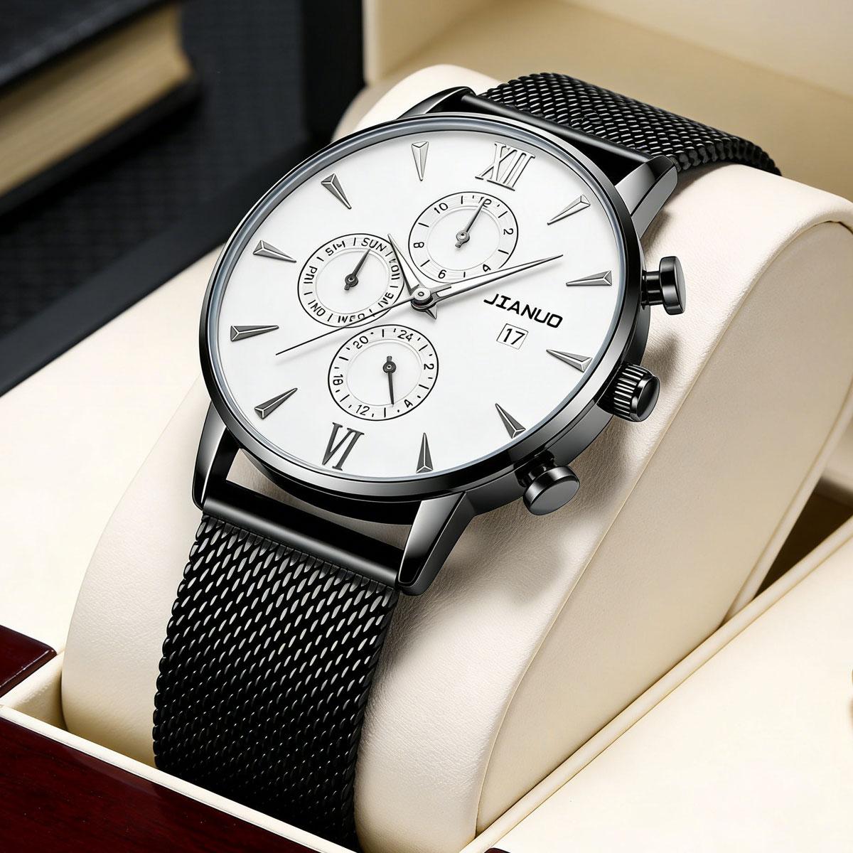 Modny męski zegarek kwarcowy z – Mesh Stainless Strap recenzja i cena
