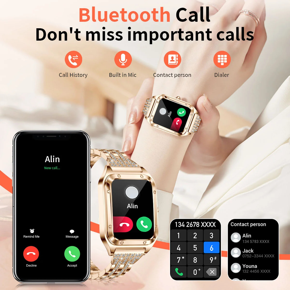 1,57 cala Top luksusowy inteli – Smartwatch Luxury Watches For Women recenzja i cena