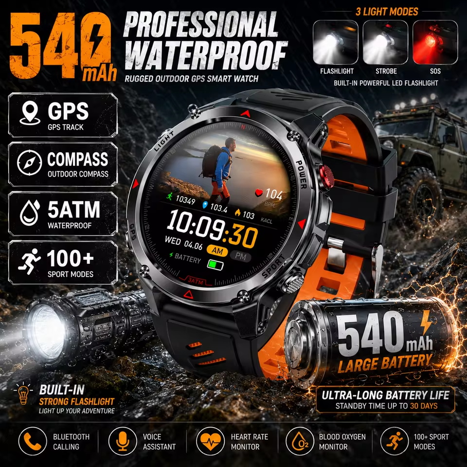 Wojskowy Smartwatch GPS 540mAh – Smartwatch Military Watches For Men recenzja i cena